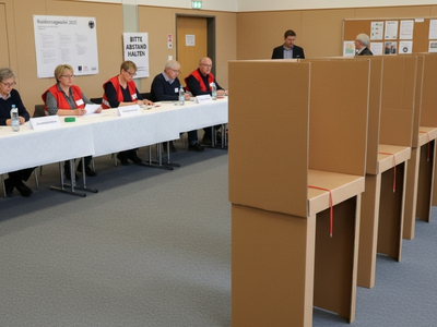 Wahlkabine in Wahllokal